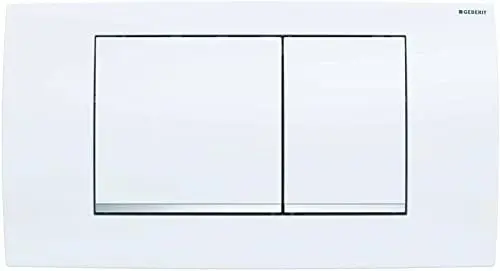 Produktbild: Geberit Betätigungsplatte Twinline 30 (für 2-Mengen Spülungen, Betätigung von vorne, Platte + Tasten weiß, Designstreifen glanzverchromt) 115899KJ1