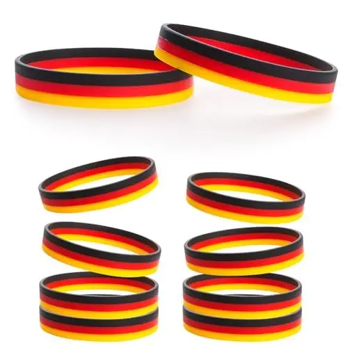 Produktbild: GEBETTER 8 Stück Fanarmband Deutschland Fanartikel EM WM schwarz rot gold Armband Silikonband Band zu Weltmeisterschaft Europameisterschaft