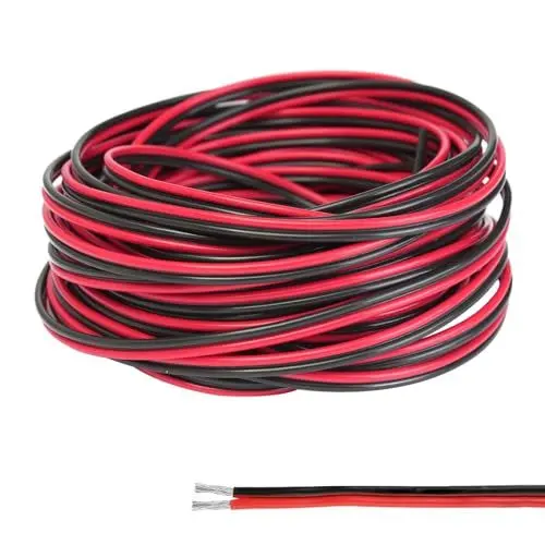 Produktbild: Gebiuhoo 22AWG Elektrischer Draht 50 Meter 0,33mm² 2-Adriges PVC-Kabel Zwillingslitzen Kupferdraht Schwarz + Rot 2 Poliges Silikon Kabel Elektrisch Verlängerungskabel für elektronische Verdrahtung