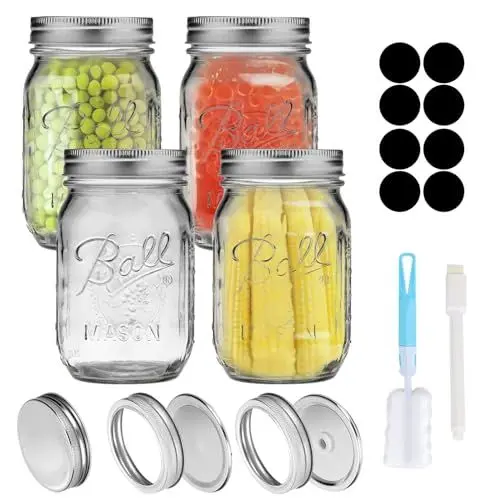 Produktbild: Gebiuhoo Mason Jar mit Deckeln Mehrzweck Einmachgläser mit Schraubdeckel 500ml Luftdicht Overnight Oats Gläser für Einlegen, Einmachen, Konservieren, Meal Prep, Hausgemachte Marmelade