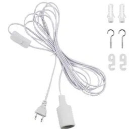 Produktbild: Gebiuhoo E27 Lampenfassung mit Schalter 6m E27 Ersatzfassung Renovierfassung Baustellenfassung Lampenfassung mit Kabel Weiß für Wohnzimmer Kronleuchter Küche Schlafzimmer Glühbirnen Zubehör