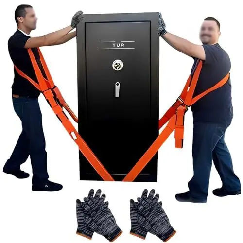 Produktbild: Gebiuhoo Hebegurt Tragehilfe Tragegurt für Möbel und Umzug 2 Personen Umzugshilfe Tragegurt mit Handschuhe Möbeltragegurte für Treppe für Möbelpacker Von Gegenstände bis zu 380Kg, Orange