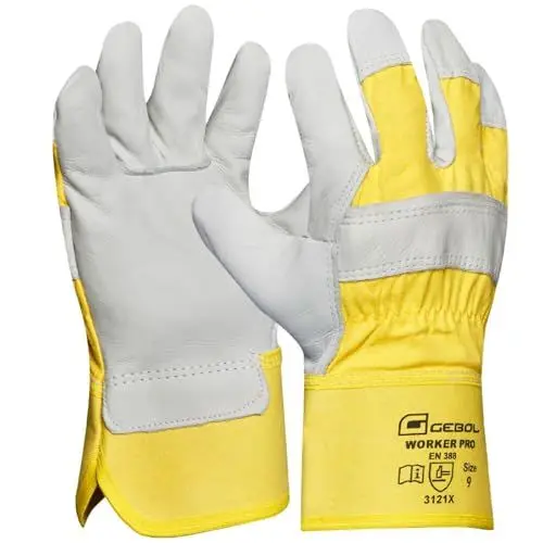 Produktbild: Gebol Worker Pro | Arbeitshandschuhe aus Leder mit langer Stulpe | Lederhandschuhe Herren | Größe XXXL (Gr 12) | Weiß | 1 Paar