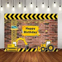 Produktbild: Geburtstags Dekoration für Jungen, Baustellen Thema Partybanner, 1. 2. 3 4. 5. 6. Happy Birthday Stoffschild Plakat Alles Gute zum Geburtstagsfeier Hintergrund