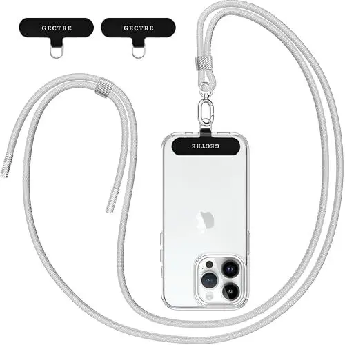 Produktbild: Gectre Handykette Universal, Geeignet für alle Smartphones, mit 2 Stück Universelles Patch, Handyband passend für alle Standard Handyhülle (Hellgrau)