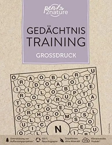 Produktbild: Gedächtnistraining Großdruck: pen2nature: 100 % Recyclingpapier - klimaneutrale Produktion - unterstützt Aufforstungsprojekte (pen2nature books)