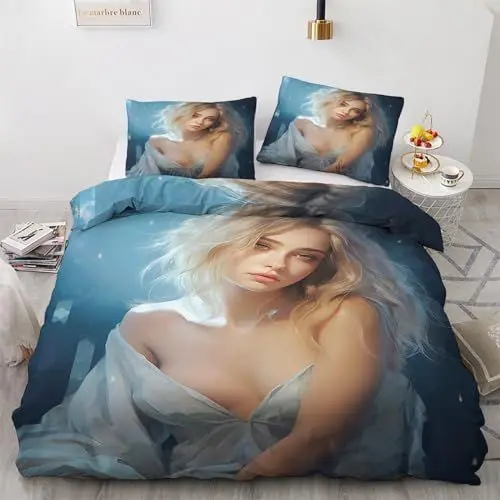 Produktbild: GEDAEUBA Sexy Frau Bettwäsche 135x200 Winter - Erwachsene Bettbezug 135 x 200 2er Set, Wendebettwäsche und Kissenbezug 80x80, Weiche & Angenehme & Warme Mikrofaser Bettwäsche-Sets mit Reißverschluss