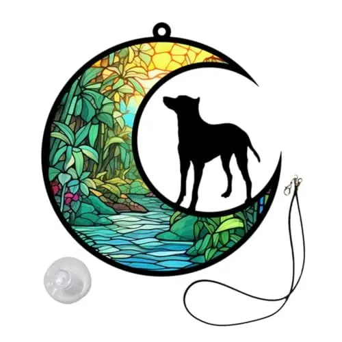 Produktbild: FONDOTIN Robuster Acryl-hund Auf Mond Ornament Wandbehang Home Decor Freunde
