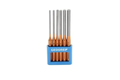 Produktbild: GEDORE Splinttreiber-Satz inkl. PVC-Halter, 6-teilig, 3 - 10 mm, lange Form, Stahl/Lackierung, Silber/Kupfer