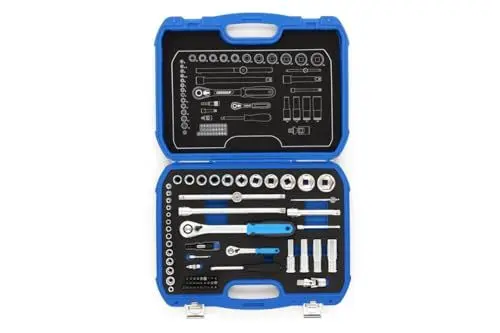 Produktbild: GEDORE Steckschlüsselsatz, Set 69-teilig, 1/4 + 1/2 Zoll, Werkzeug, Nüsse Knarre Bits, für KFZ, 19 BMC 20, Blau