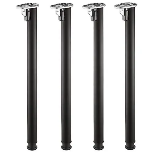 Produktbild: GedoTec Klappbare Tischbeine Tischfüsse zum Klappen aus Stahl 4er Set | Möbelfüße höhenverstellbar schwarz matt | Höhe 705 mm | Fußrohr Ø 50 mm | Möbel-Beine Tragkraft 100 kg | Klapptisch-Füße rund
