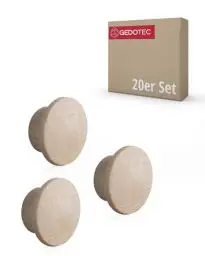 Produktbild: Gedotec Abdeckkappen Loch-Abdeckungen Holz für Blind-Bohrung Ø 10 mm | Massivholz Ahorn naturbelassen | Gesamt Ø 15 mm | Kappen rund zum Eindrücken | 20 Stück - Endkappen für Möbel & Schrauben-Löcher
