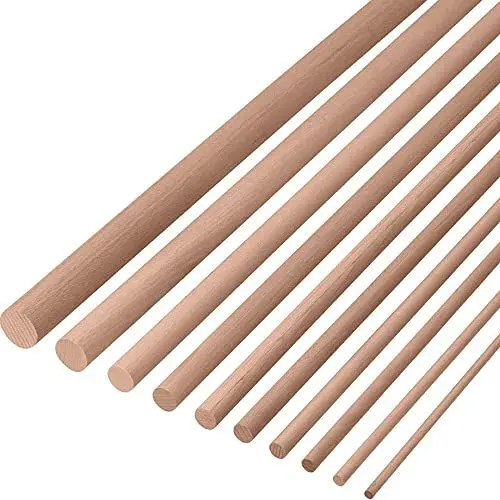 Produktbild: Gedotec Buchen-Rundstab glatt | Rundhölzer | Bastelstäbe 16 x 2000 mm | 5 Stück | Holzstäbe aus Buchenholz zum Basteln | Rundstab aus Massiv-Holz rund | Bastelstäbe für Holzbau-Stöcke | Holzstäbchen