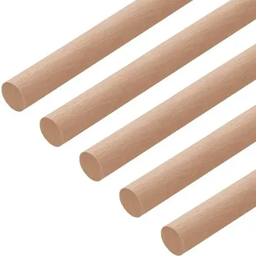 Produktbild: Gedotec Holzstange 2m Buche massiv, 5x Buchen-Rundstab glatt 30 x 2000 mm, Natur Holzstäbe aus nachhaltigem Buchenholz, Premium Rundstab aus Massiv-Holz rund