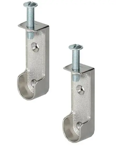 Produktbild: Gedotec Decken-Schrankrohrlager | 2 Stück Kleiderstangen-Halterung Metall | OVAL | Aufhängung für Schrankstangen & Garderobenstangen Chrom | MADE IN GERMANY |Schrankrohr-Halter mit Schraube M6 x 28mm