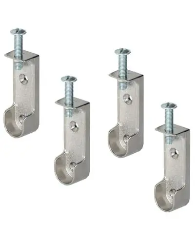 Produktbild: Gedotec Decken-Schrankrohrlager | 4 Stück Kleiderstangen-Halterung Metall | OVAL | Aufhängung für Schrankstangen & Garderobenstangen Chrom | MADE IN GERMANY |Schrankrohr-Halter mit Schraube M6 x 28mm