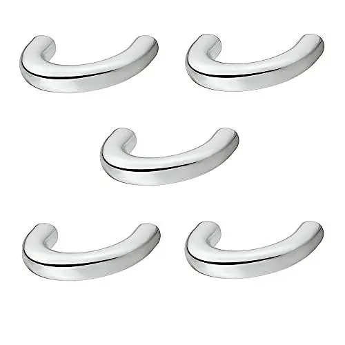 Produktbild: Gedotec Design Bogengriff 32 mm Möbelgriff Chrom poliert Schubladengriff Küche - H10139 | Schrankgriff gebogen | LEONIE | Bügelgriff aus Metall für Möbel & Kommoden | 5 Stück Küchengriff mit Schrauben