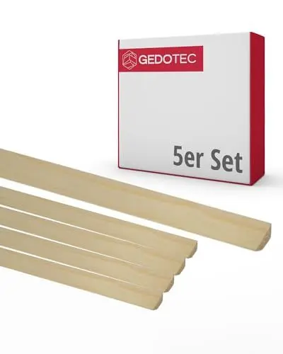 Produktbild: Gedotec Dreikantleiste - Holzbretter zum bauen aus Nadel-Holz 100 cm | 5 Stück 14 x 14 mm | BASIC | vielseitige Zierleiste und Holz zum Basteln von verschiedenen Objekten | trapezförmige Holzleisten