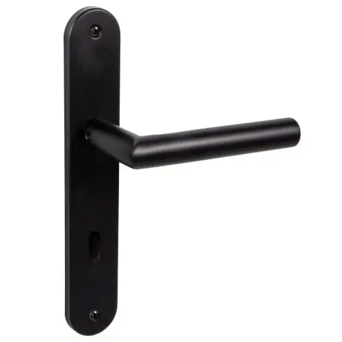 Produktbild: Gedotec Drückergarnitur Schwarz matt (BB - Buntbart) 1x Tür Beschläge Langschild I Türgriffe Innentüren L-FORM I Türklinke für Türstärke 35 – 47 mm | Türbeschlag mit Befestigungsmaterial