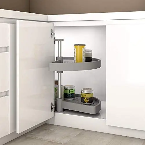 Produktbild: Gedotec Halbkreis-Schwenkbeschlag Küche Drehbeschlag mit Tablarboden für Eckschrank | Drehteller für Unter-Schrank | 800 x 550 mm | 1 Komplett-Set mit Schwenk-Böden aus Polyamid