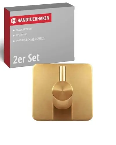 Produktbild: Gedotec Handtuchhalter ohne Bohren Edelstahl I 2er Set Handtuchhaken selbstklebend I Handtuchhalter Bad & Küche I Handtuchhaken ohne Bohren zum Kleben I Klebehaken Badezimmer als Handtuch Halterung