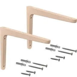 Produktbild: Gedotec Holzkonsole aus Buche | 2 Stück Regalwinkel aus massivem Naturholz | 200 x 125 mm | TAUM | paarweise Tragkraft bis 75 kg | Regal-Halter geeignet für Bücherregale | Schwerlastträger Wandregale