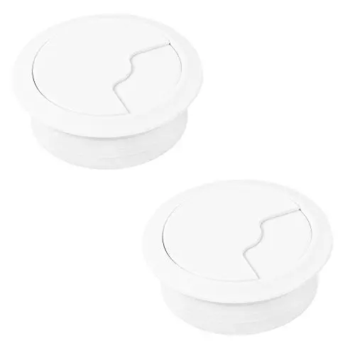 Produktbild: Gedotec Kabeldurchführung Kunststoff weiß Office | 2 Stück runde kabellose Kabeldurchlässe | Kabeldose Bohr-Ø 80 mm | Kabelführung zum Eindrücken | Schreibtischkanal - Kabeldurchlass