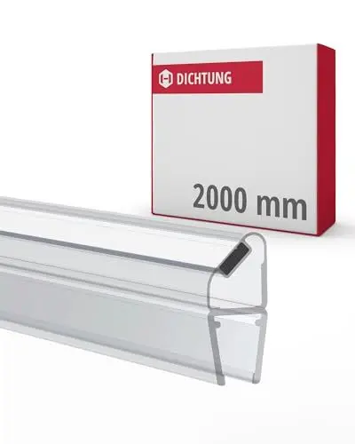 Produktbild: Gedotec Magnet-Duschlippendichtung für Duschtüren wasserabweisend | 1 Paar Profil-Dichtung 90° | Länge: 2 m | Duschdichtung 6mm - 8mm| Türdichtung PVC Transparent | Duschkabinen Dichtungen Duschwand