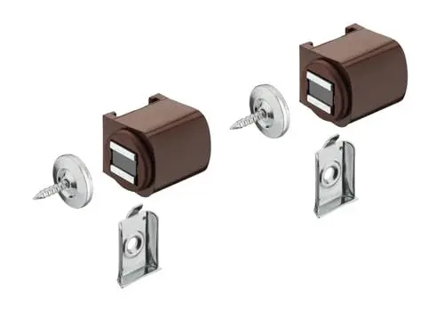 Produktbild: Gedotec Magnetverschluss braun mit Anschraubplatte Magnetschnapper Tür zum Schrauben - H2059 | Türmagnet Kunststoff Haftkraft 3,0 kg | MADE IN GERMANY | 2 Stück Möbelmagnet Schranktür mit Gegenplatte