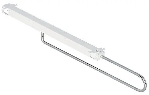Produktbild: Gedotec Metall Kleiderbügelhalter ausziehbar Kleiderbügel-Auszug für Unterboden & Fachboden - Comfort | Garderoben-Auszug 300 mm | Stahl weiß - verchromt | 1 Stück - Garderoben-Halter Kleider-Schrank