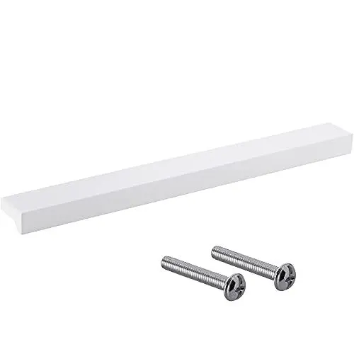 Produktbild: Gedotec Möbelgriffe aus Aluminium | 1 Stück Türgriffe für Schränke - Weiß matt inkl. Befestigungsmaterial | ANGLE 0077 | LA: 128 mm | Griffe für Küchenschränke Schrankgriffe Griffe Möbel