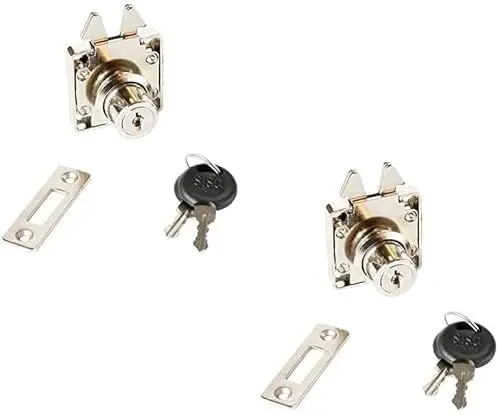 Produktbild: Gedotec Möbelschloss Zylinder Rollladen-Schloß Aufschraubschloss Set für Schiebetüren & Rollladen | Stahl vernickelt matt | Schrank-Schloss mit Dornmaß: 25 mm | 2 Stück - Schlösser mit Schlüssel