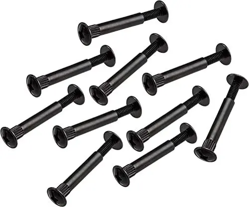 Produktbild: Gedotec Möbelschrauben M4 | 10 Stück - Hülsenschrauben | Verbindungsschraube Stahl vernickelt | Holzdicke 32-42 mm | Schrankverbinder Kreuzschlitz PZ2 und Flachklinge | Möbelverbinder Schrauben