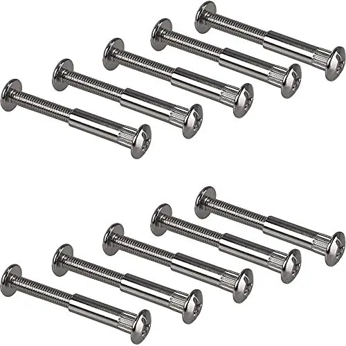 Produktbild: Gedotec Möbelschrauben M6 | 10 Stück - Hülsenschrauben | Verbinder Stahl vernickelt | Holzdicke 46-56 mm | Möbelverbinder Schrankverbinder Kreuzschlitz PZ2 und Flachklinge | Schrauben + Hülsenmutter