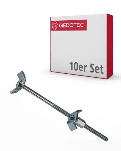Produktbild: Gedotec Möbelverbinder-Schrauben | 10 Stück - Verbindungsschraube 120 mm Massiv-Holzverbinder aus Stahl | Möbel-Verbinder mit M6 Gewinde | Eckverbinder mit Bohrmaß: 60-69 mm | Arbeitsplatten-Verbinder