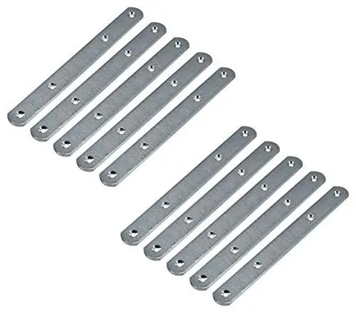 Produktbild: Gedotec Möbelverbinder Metall Verbindungslasche mit 4 Anschraublöcher für Blenden & Möbel-Schränke | Stahl verzinkt | Arbeitsplattenverbinder mit Länge 190 mm | 10 Stück - Schrankverbinder für Holz