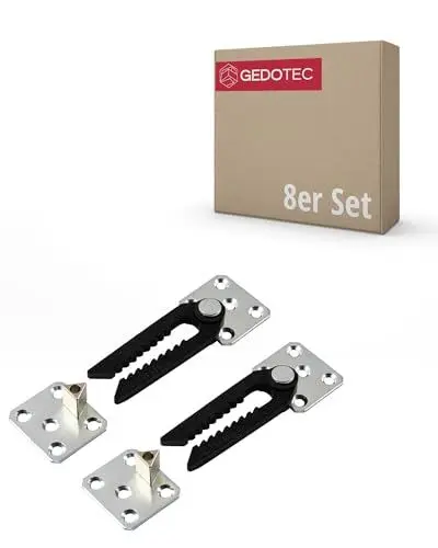 Produktbild: Gedotec Möbelverbinder Polster-Möbel Couch-Verbinder - TYP DA | Halterung zum Einhängen | Metall verzinkt | Schnapp-Verbinder Beschlag für Betten - Tische uvm. | 8 Stück - Sofa-Verbinder Befestigung