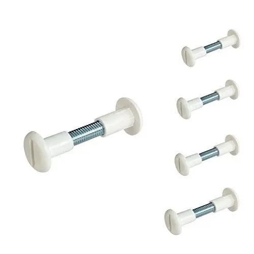 Produktbild: Gedotec Möbelverbinder Schrauben Verbindungsschrauben mit Hülse Stahl - Kunststoff weiß | Hülsenschrauben Holz-Dicke 30-39 mm mit Flachklinge | Schrankverbinder M6 Gewinde | 10 Stück - Möbelschrauben
