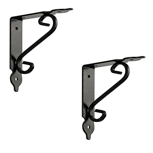 Produktbild: Gedotec Ornament-Konsole Schwerlastkonsole Metall Schwerlastträger | Smithy | Tiefe: 140 mm | Regalträger Tragkraft 15 kg | Stahl Antik schwarz geschmiedet | 2 Stück Regalwinkel im Landhaus-Stil