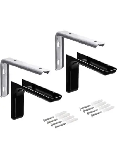 Produktbild: Gedotec Regalwinkel aus Metall | 2 Stk - Regal Winkelträger | LEON | Regalhalterung Winkel mit Tiefe: 12 cm | Tragkraft bis 20 kg | mit Kappen schwarz inkl. Befestigungsmaterial Regal Halterung Wand