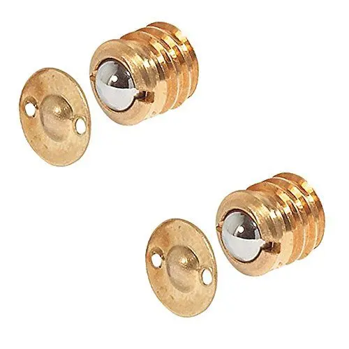 Produktbild: Gedotec Rollenschnäpper mit Gegenstück Kugelschnapper Tür-Verschluss zum eindrehen | Schnappverschluss für Möbel-Türen | Schnäpper Ø 9 mm | Türschnapper Messing | 2 Stück - Schnäpper zum Einbohren