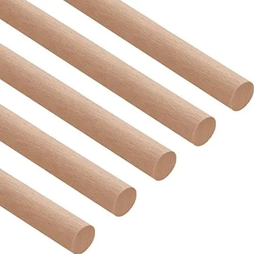 Produktbild: Gedotec Rundholz 6 mm 1m | 5 Stück Rundhölzer | Bastelstäbe 1000 mm Holzstäbe aus Buchenholz zum Basteln | Rundstab aus Massiv-Holz rund | Bastelstäbe für Holzbau-Stöcke | Holzstäbchen