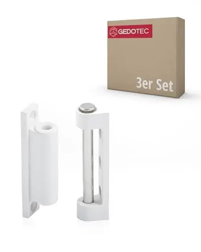 Produktbild: Gedotec Scharniere - Fensterband | 3 Stück - Türscharniere | Renovierband 20 x 75 mm Kunststoff weiß | Fenster-Scharnier zum Aufschrauben | Aufschraubband - Türscharniere für Holztüren und Fenster