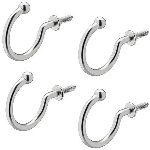 Produktbild: Gedotec Schraubhaken Edelstahl Drahthaken gebogen - SIGNA | Kleiderhaken mit abgerundeter Spitze | Wäscheleinen-Haken Tiefe: 17 mm | Hakenschraube Silber poliert | 4 Stück - Wandhaken zum Schrauben