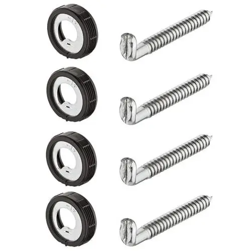 Produktbild: Gedotec Schraubhaken Stahl verzinkt | 4 Stück Schrankhalter rostfrei | Länge: 55 mm | Schrankaufhänger stabil | Schrank-Aufhängung höhen-verstellbar | rund mit Schrauben Set