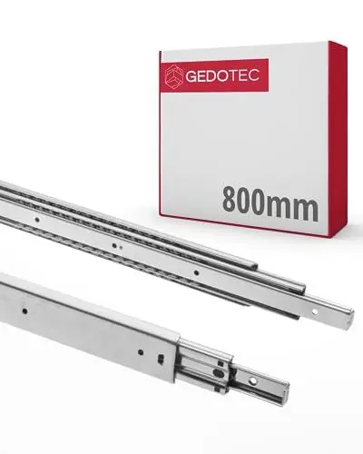 Produktbild: Gedotec Schubladen Auszugsschienen mit Kugelführung VOLLAUSZUG | STRONG | 1 Paar - Schubladenschienen aus Stahl Rollenauszug - Teleskopschienen 800 mm | Schienensystem Verzinkt | Tragkraft 100 kg