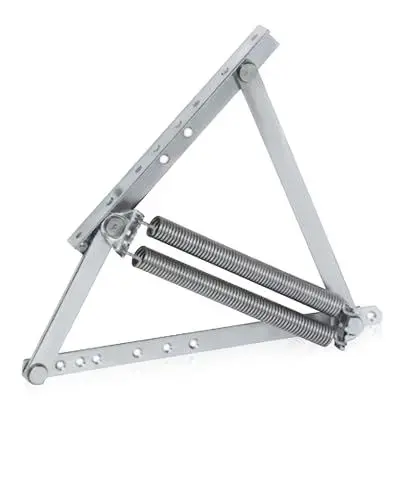 Produktbild: Gedotec Springaufbeschlag Bett-Hochstellstütze Swing-Away | Bettbeschlag längs und quer aufklappbar | Klappenbeschlag Stahl verzinkt | 1 Garnitur Feder-Beschlag für Betten & Deckel (links & rechts)