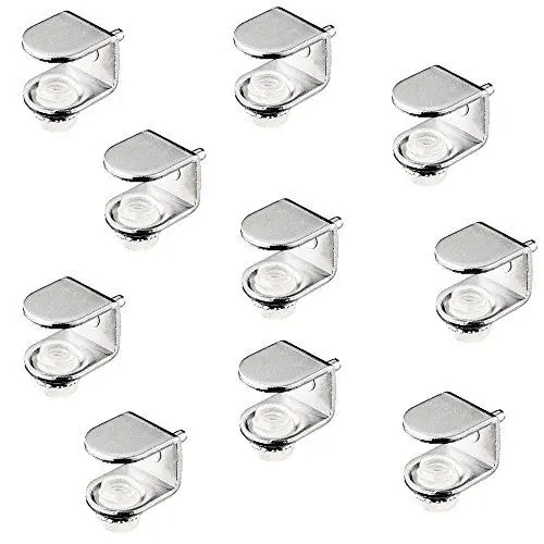 Produktbild: Gedotec Tablarträger Glas-Bodenträger Metall Fachbodenträger Holz - H7030 | Regalboden-Träger für Glasstärke 6-10 mm | Regalträger Stahl vernickelt matt | 10 Stück - Regalstift zum Einstecken