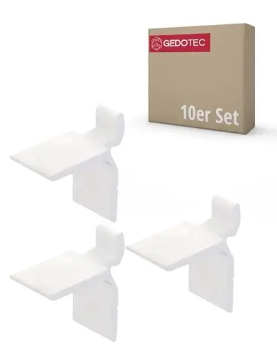 Produktbild: Gedotec Tablarträger Metall Regal-Bodenträger zum Einhängen in Schiene - SYSTEM | Stahl verzinkt | Halterung für Holz-Böden & Tablarböden | 10 Stück - Fachbodenträger für Regalträger-Schiene