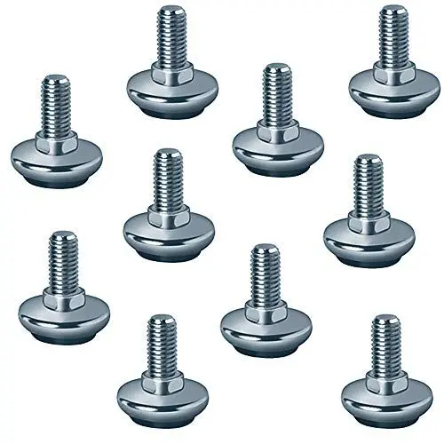 Produktbild: Gedotec Verstellschraube M10 Möbel-Regulierschraube Tischbeine & Maschinen - Schränke | Möbel-Schraube Metall verzinkt | Justierschraube mit schwarzem Kunststoffgleiter | 50 Stück - Stell-Füße M10